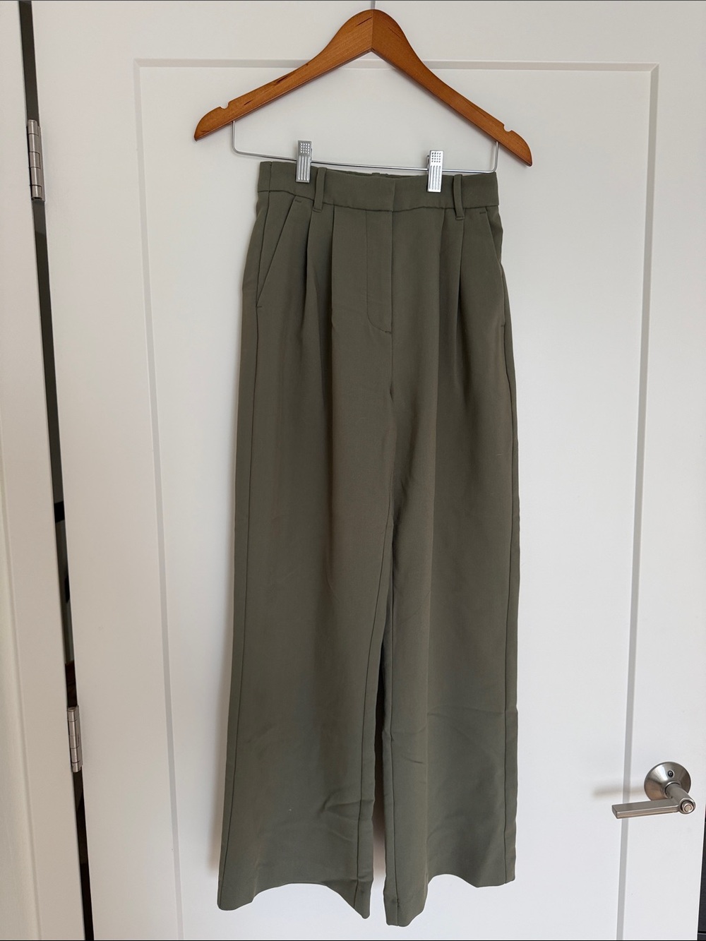 Abercrombie & Fitch Olive Green High-Rise Wide Leg Pants